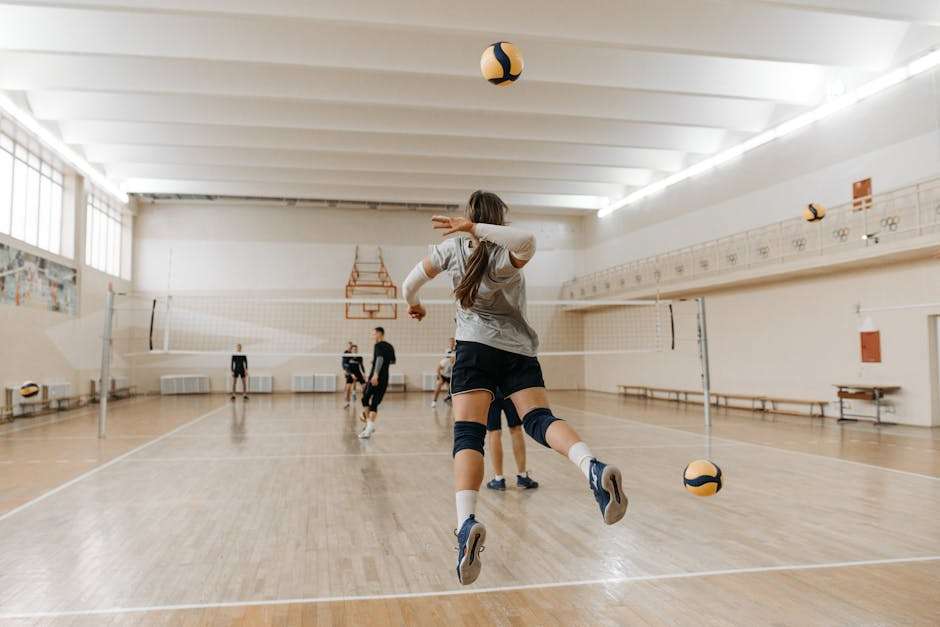 teen volleyball player confident action practice